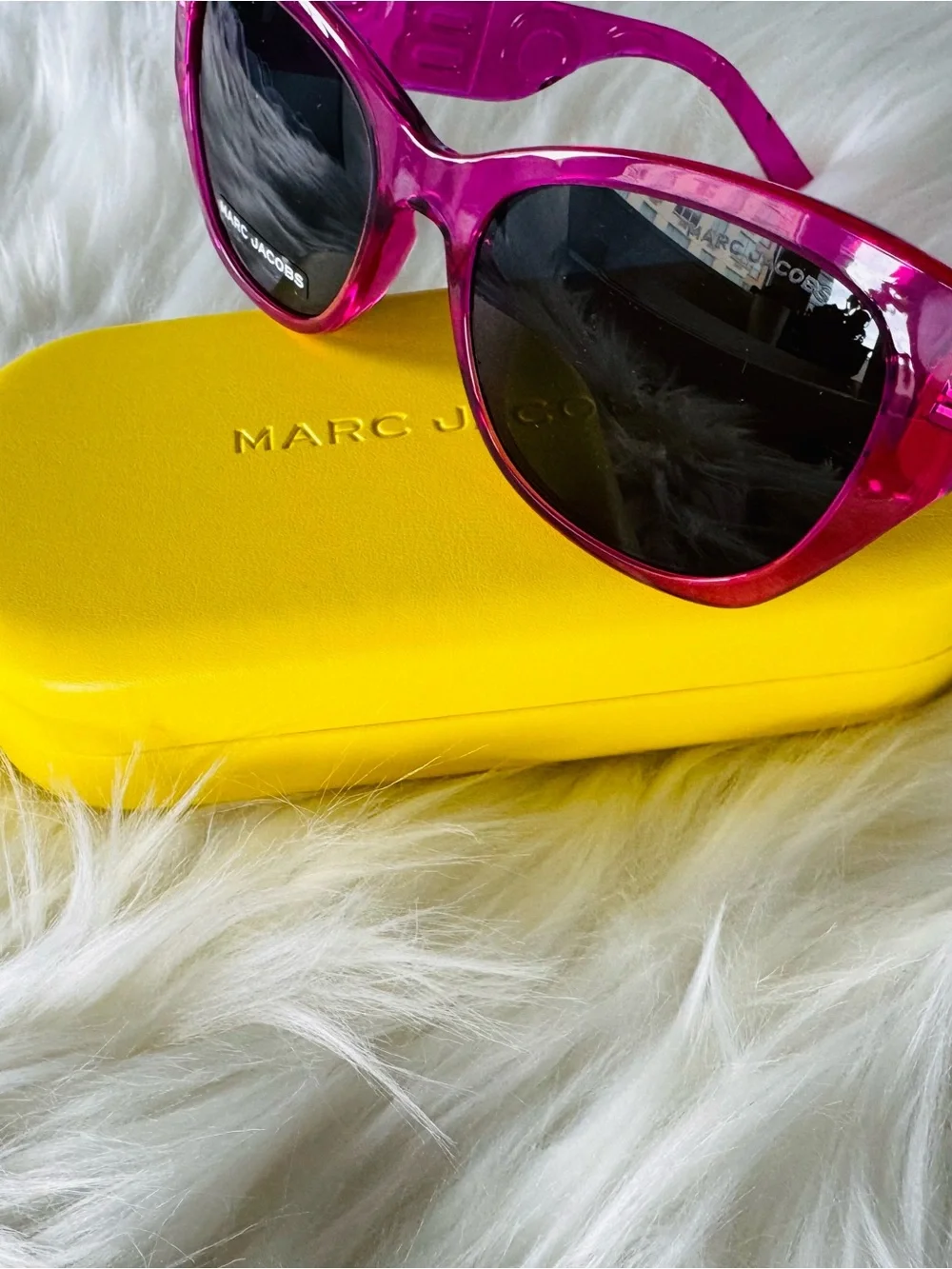Marc Jacobs Hot Pink Sunglasses with Yellow Case